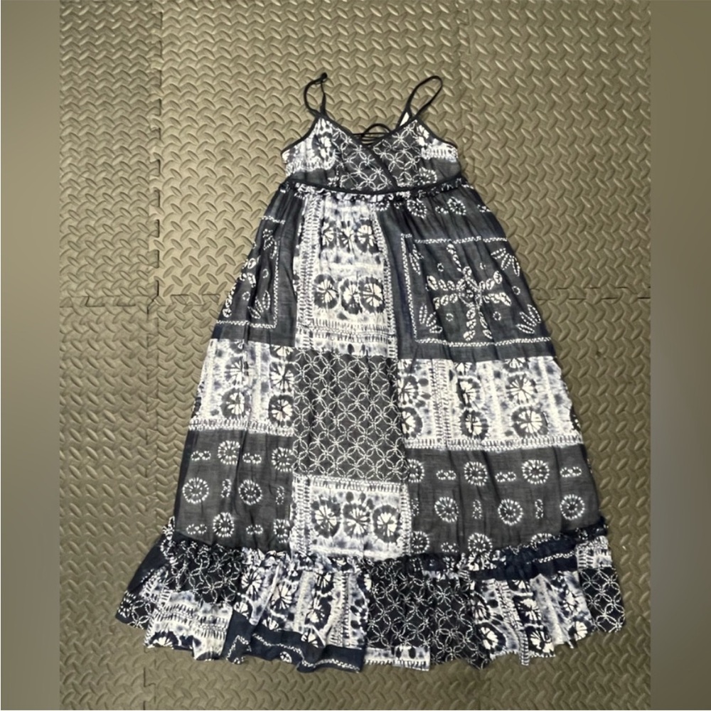 Ralph Lauren blue and White Spaghetti Strap tie dye maxi Sundress 14